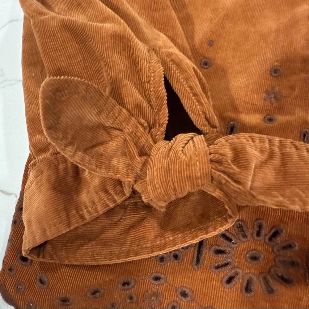 Madewell, Eyelet Embroidered Fine-Wale Corduroy Top, Size Medium NWT